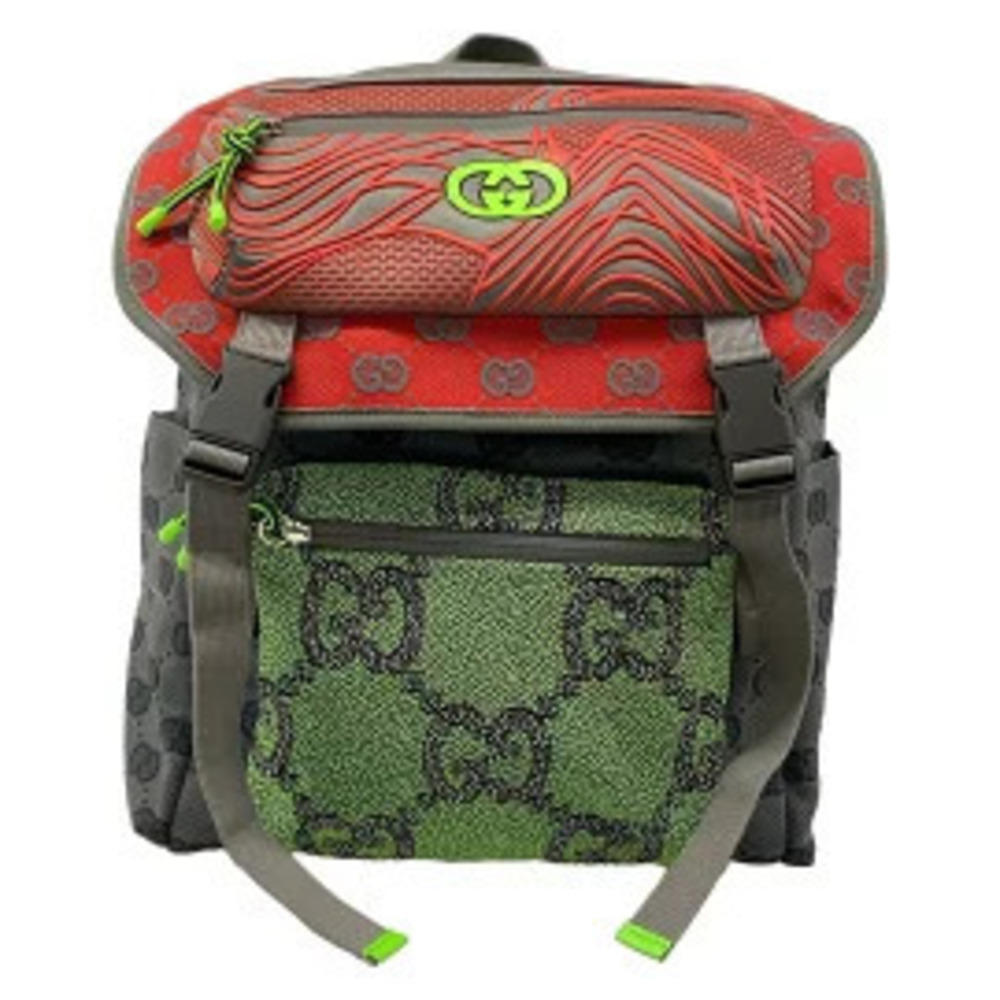 Gucci GG Backpack Gray x Red Green